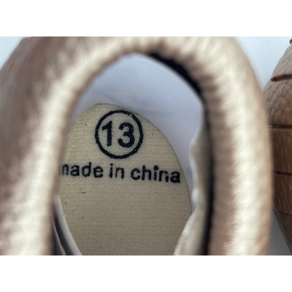 NEW Gold Baby Moccasin Shoe Bow Mary Jane Metallic Baby Soft Sole 0-6 Months